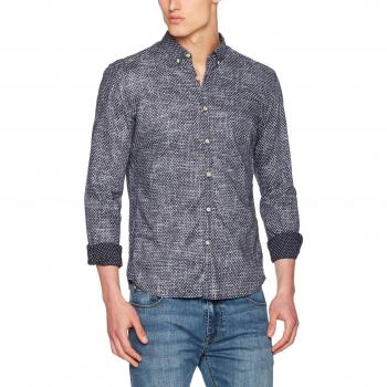 TOM TAILOR DENIM Herren Freizeithemd Summery Patterned Shirt in Blau