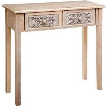 Console Horizon – atmosphère bois blanchi, 2 tiroirs, hauteur 80 cm