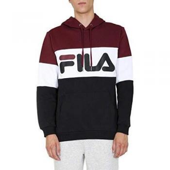 Felpa uomo FILA Night Blocked con cappuccio, stile casual, colore Bordeaux
