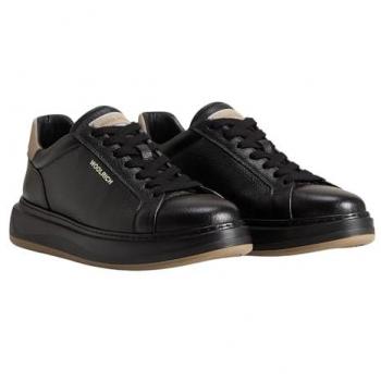 Woolrich Men's Black Leather Arrow Sneakers Size 39