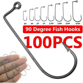 Anzuelos para Pesca al Aire Libre, 90 Grados, 100 Unidades