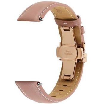 Cinturino Avizar Vera (pelle) Galaxy Watch 5/5 Pro/4 – Fibbia a farfalla beige‑rosato