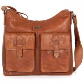 Umhängetasche SPIKES & SPARROW, 29 cm x 24 cm x 11 cm, braun (cognac), Damen, Leder, vintage, echtes Leder