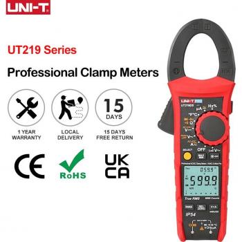 Pinza Medidor Digital Uni‑T UT219DS – Hasta 1000 V, 600 A, Temperatura Incluida