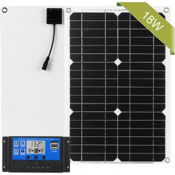 Kitsolar 18 W 12 V Monocristalino + Controlador, Cable SAE y Protección Húmeda