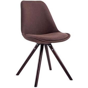 Siège Design Scandinave Ergonomique en Tissu pour Salle à Manger Pieds Bois Marron Cadre Chêne Cappuccino