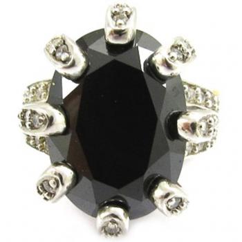 Bague Sappho, argent massif, onyx noir
