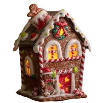 14cm Battery Powered Light up Gingerbread Cottage with Warm White LEDs