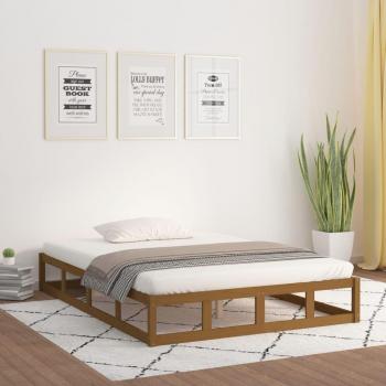 VidaXL Small Double Bed Frame Honey Brown 120x190 cm Solid Wood