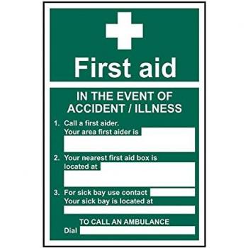 Industrial Accident First Aid Notice – 200 × 300 mm