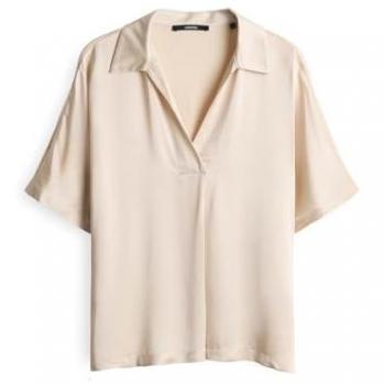 Someday Blusenshirt Kelucy – Loose im Polokragen Detail, Beige, Größe 36