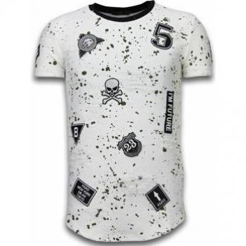 Justing T-Shirt Farbkleckse Army Lang Grün Mit Punkten