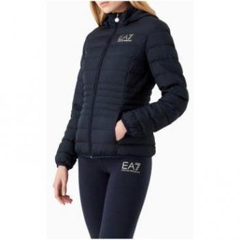 Chaqueta de plumas Core con capucha para mujer EA7 en color marino