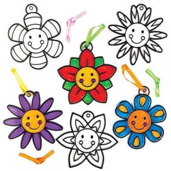 Happy Face Flower Suncatcher Art Kits (Pack of 8)