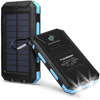 FLOUREON 10,000 mAh Solar Power Bank with Dual USB