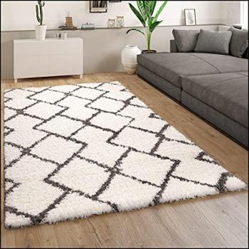 Tapis Shaggy Gris Blanc Cassé 200x290 cm
