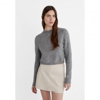 Soft-touch cropped sweater in dark grey XS