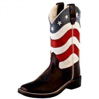 Kinderboot Old West in Braun & Rot – US Flagge, 31
