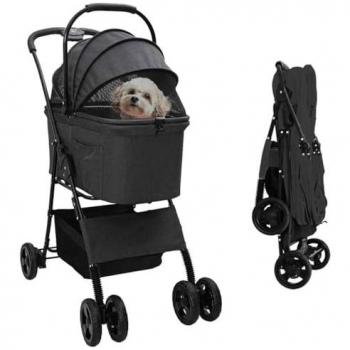 Portable Pet Transport Wagon – Black, 600D Oxford, 81x47x99 cm