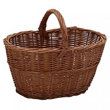 Panier Ovale pour Bûches, Osier Européen, Poignée Basse, 55x35x28/39 cm