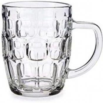 MAXHOME-Vivalto Set de 6 Jarras de Cerveza con asa, Jarra Cerveza Tradicional Reino Unido, Pinta Británica, Jarra de Cristal (520 ml)