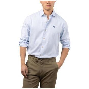 Polo Estampado Pata de Gallo Azul Claro