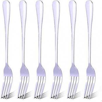 Qinglele Fork, 6 Pcs 304 Stainless Steel Dinner Forks, 8.1 inches (Silver, Large)