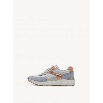 Tamaris Schnürschuh Damen – Blau (hellblau kombiniert), Plateausneaker, gepolsterter Schaftrand, Textil