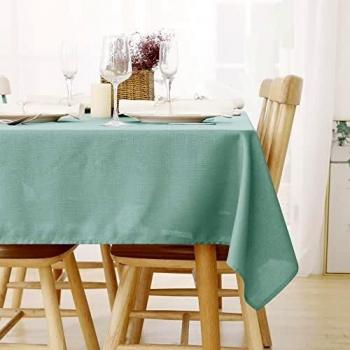 Deconovo Table de Jardin Nappe Imperméable Vert Lac Effet Lin Rectangulaire 130x160 cm