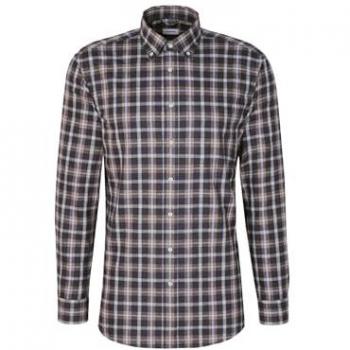 Flanellhemd Herren Regular Langarm Karo Button-Down Kragen Baumwolle