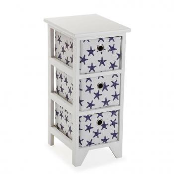 Cassettiera Versa Blu con Stelle in Legno 29 x 58 x 23 cm