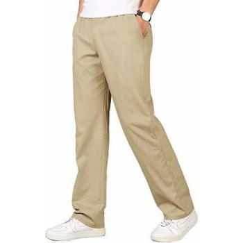Herren‑Leinenhosen “Ergonomisch” – lange Passform, elastischer Kordelzug, große Handtasche, atmungsaktiv
