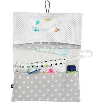Silberfarbene Alvi Windeltasche 28 × 18 cm – Stars