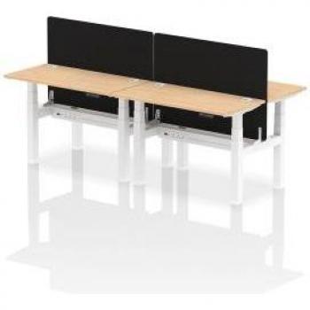 Air 1200 x 600mm Height Adjustable 4 Person Bench Desk Maple Top with Black Frame