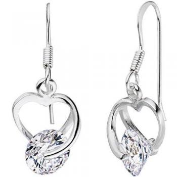 Jobo Herz‑Ohrbänder aus hochwertigem Sterling Silber, 2 Zirkoniastone