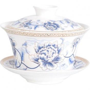 Retro Beijing Gaiwan 300ml – 8 Schoonheden porseleinen theekoopje en schotel