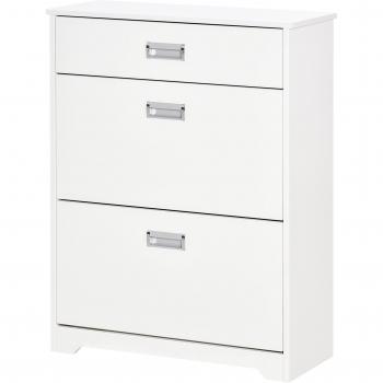 Eleganter Schuhständer HOMCOM, 2 Klappen + 1 Theke – Weiß