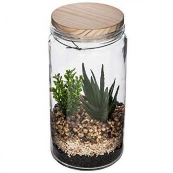 Glas Terrarium H22cm mit Kunstpflanze von Atmosphera