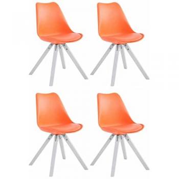 Toulouse Square: Set de 4 sillas para mesa, polipiel naranja/white