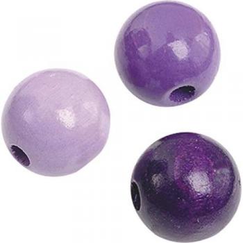 Perles en bois 8mm violet mélangé (85 pièces)