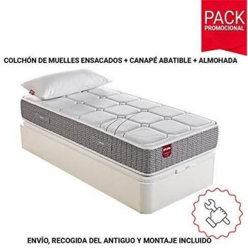 Pikolin Pack de Descanso: Colchón Troas, Canapé Abatible y Almohada 90x190