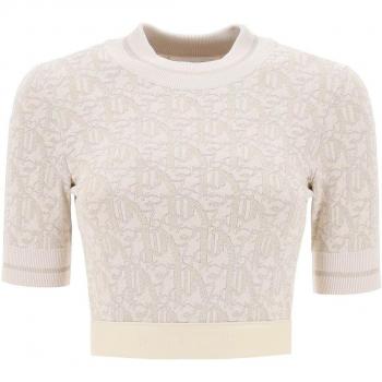 Palm Angels Monogram Cropped Top in Lurex Knit