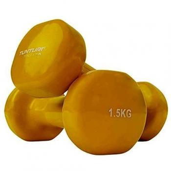 Yellow 1.5 kg Tunturi Vinyl Dumbbell Duo (Unisex)