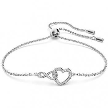 Bracelet Swarovski, design cœur infini, métal rhodié