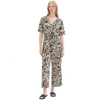 TOM TAILOR Damen Jumpsuit, V-Ausschnitt, schwarz, Gr. 40
