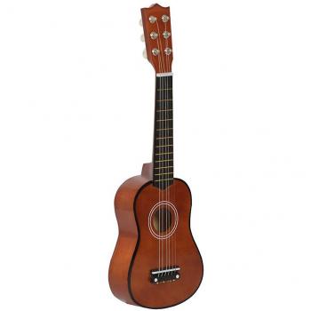 Mini guitare de 21 pouces à 6 cordes, bois de basswood (brun) – musique enfantine