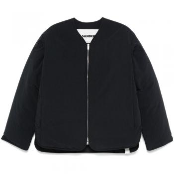 Manteau noir en polyester recyclé Jil Sander