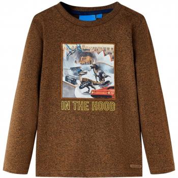 VidaXL Kinder Langarmshirt Dinosaurier Cognac Melange 92