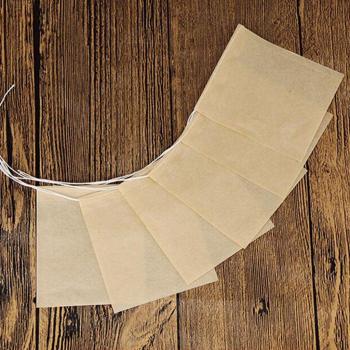 Bolsas de filtro de té (5 Set, 500 uds) para hierbas sueltas con cordón de algodón (Color Natural, 7x5 cm)