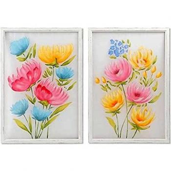 DKD Home Decor Vintage Blumen Wandkunst (70 x 2,5 x 100 cm, 2 Stück)